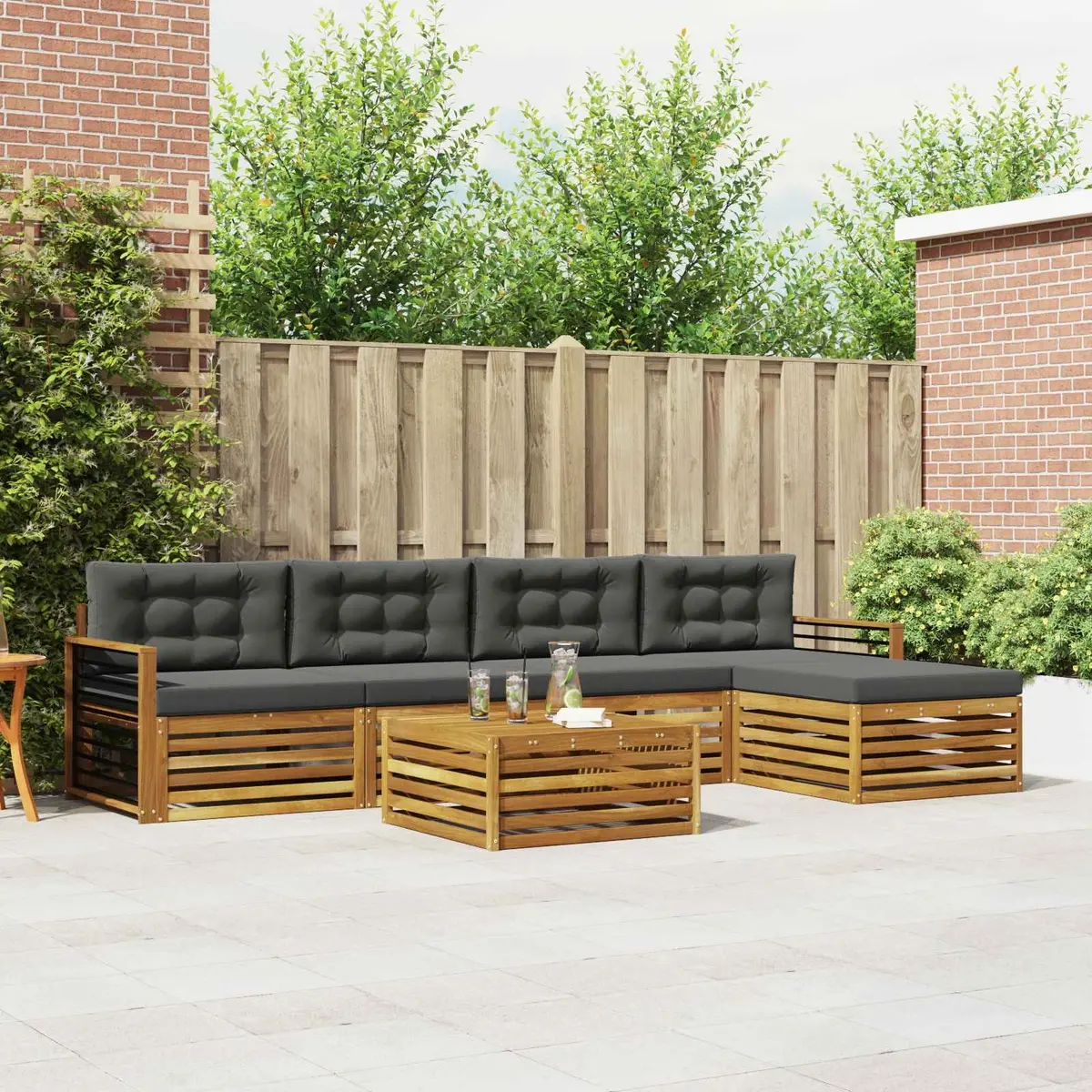 Outdoor Sofa Set 6 Piece Garden Furniture Patio Lounge with Cushions Brown