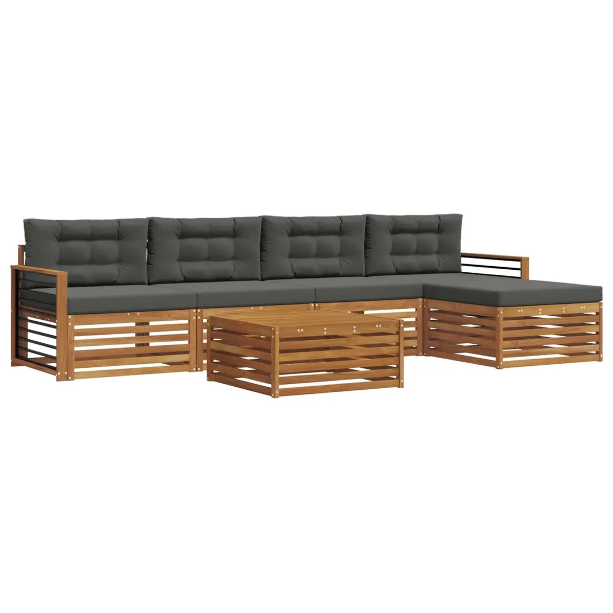 Outdoor Sofa Set 6 Piece Garden Furniture Patio Lounge with Cushions Brown