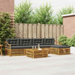 Outdoor Sofa Set 6 Piece Modular Garden Furniture Acacia Wood with Cushions