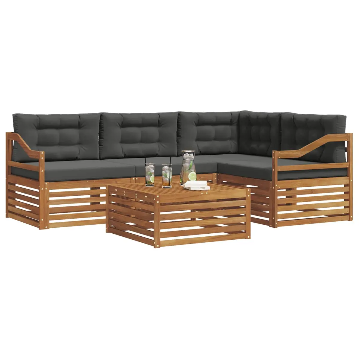 Outdoor Sofa Set 5 pcs Garden Furniture Modular Lounge with Cushions Brown