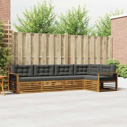 Outdoor Sofa Set 5 Piece Garden Furniture Modular Lounge with Cushions Brown