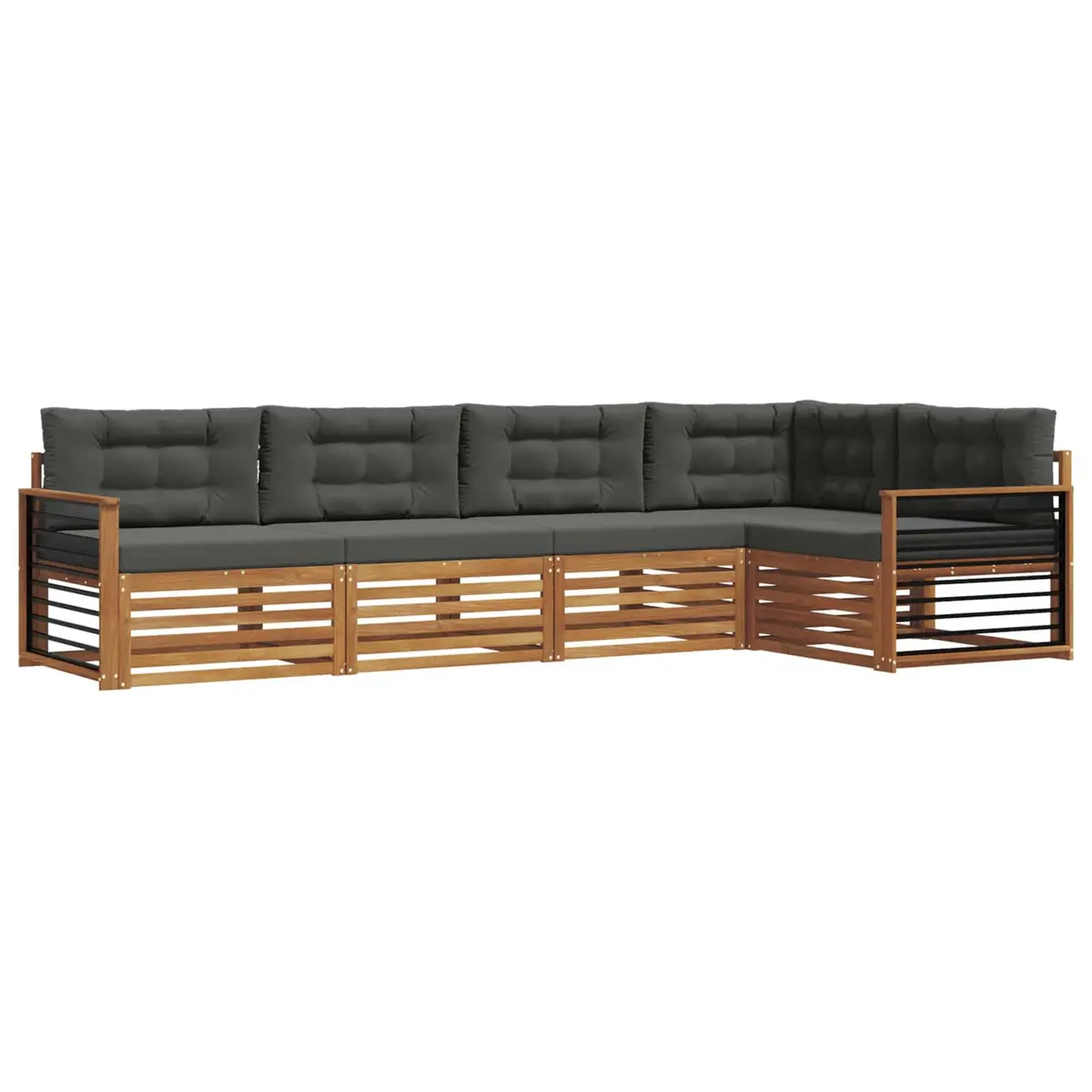 Outdoor Sofa Set 5 Piece Garden Furniture Modular Lounge with Cushions Brown