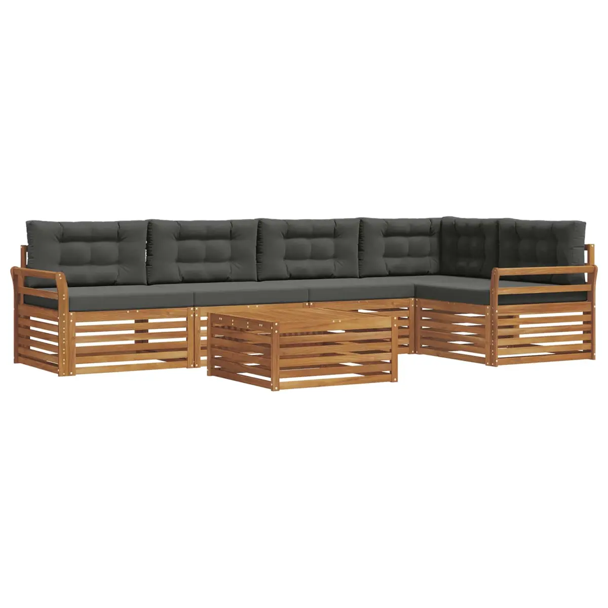Outdoor Sofa Set 6 Piece Garden Furniture with Cushions Brown Anthracite Modern