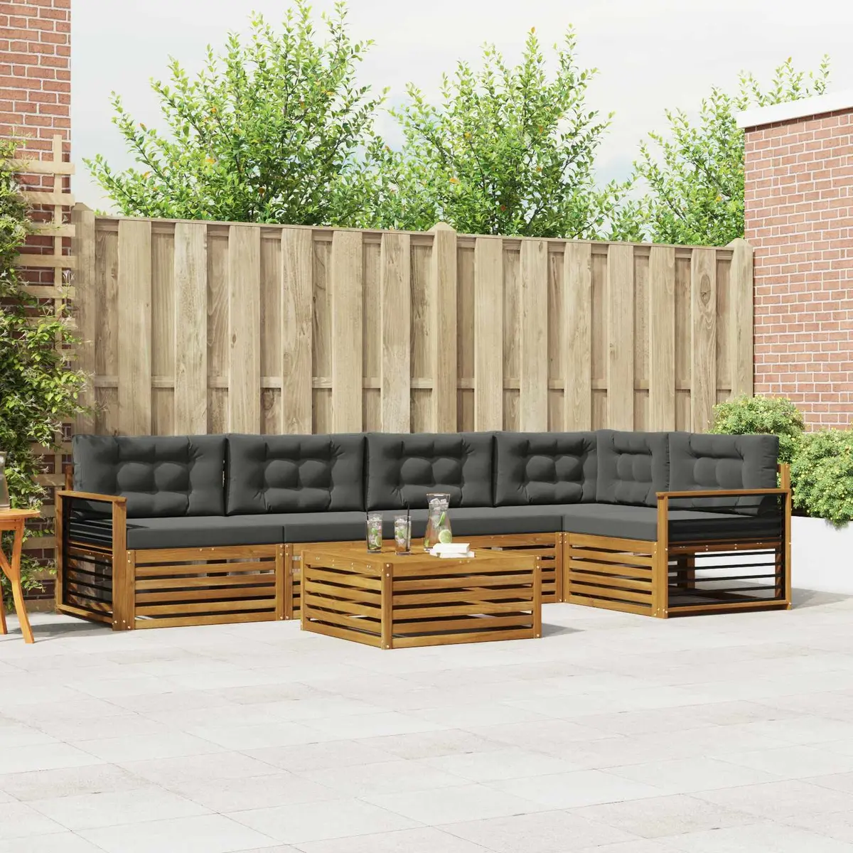 Outdoor Sofa Set 6 Pieces Garden Furniture Modular Lounge Seating with Cushions