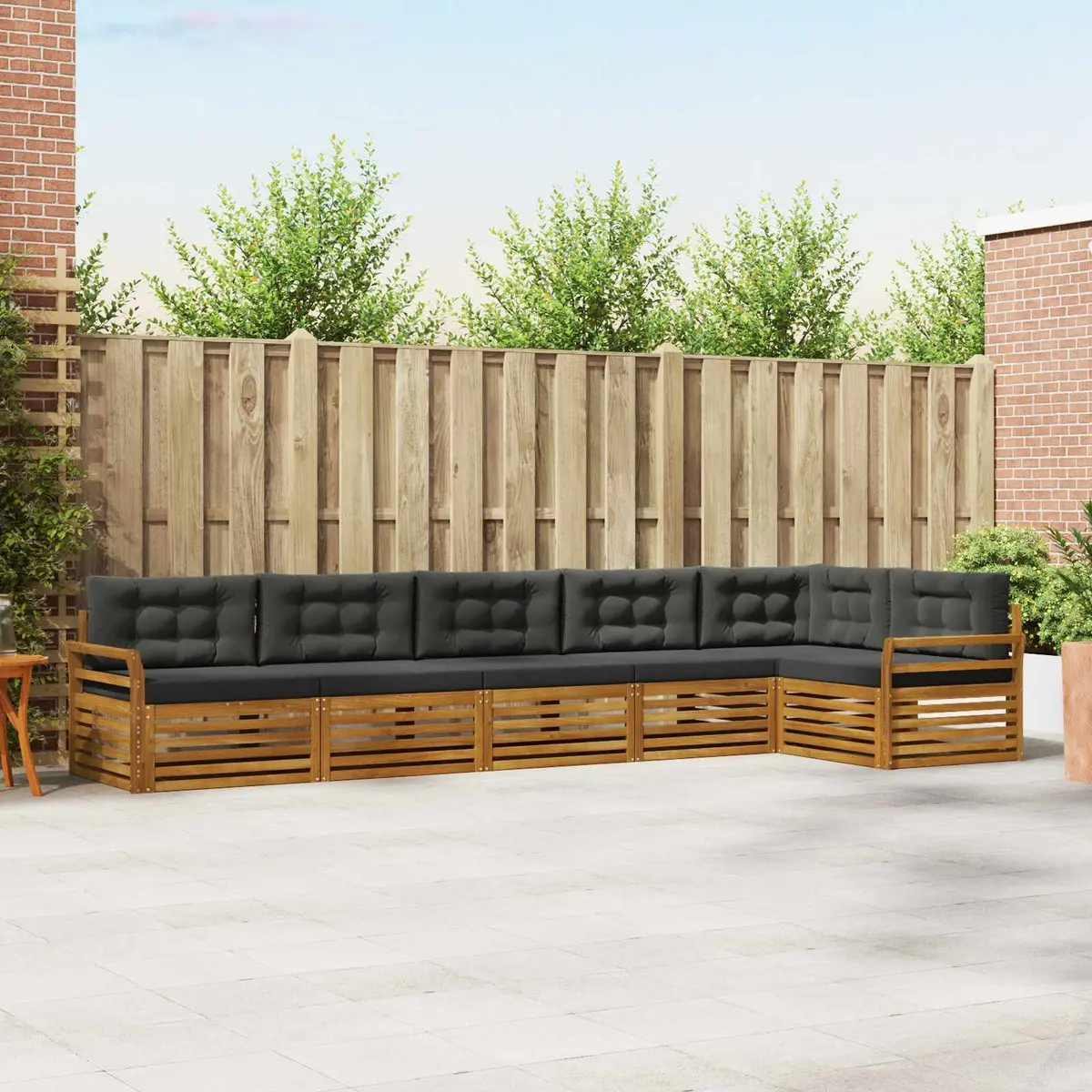 Outdoor Sofa Set Modular Acacia Wood 6 Piece with Cushions