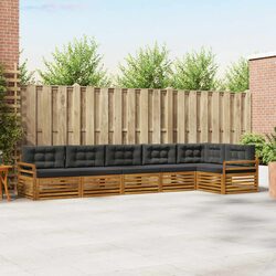 Outdoor Sofa Set 6 Piece Garden Furniture Acacia Wood Modular with Cushions