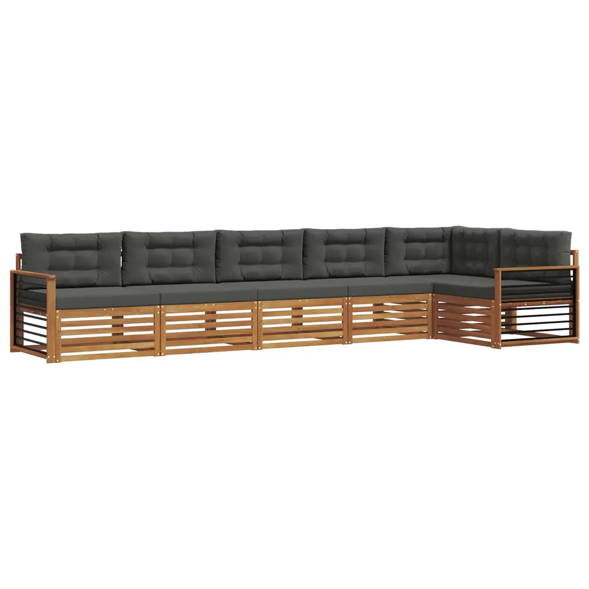 Modular Outdoor Sofa Set 6 Piece Brown Acacia Wood with Cushions