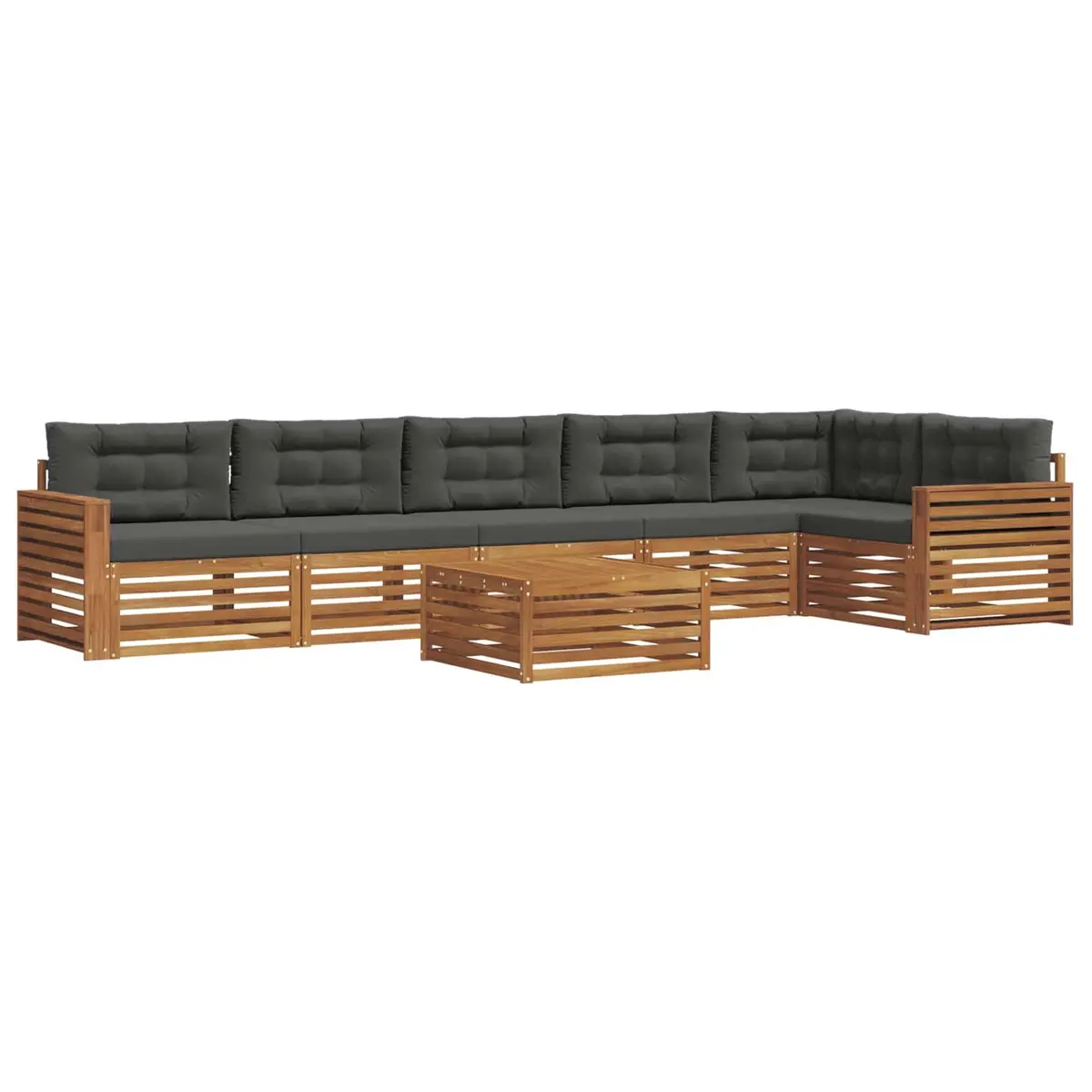 Outdoor Sofa Set Modular Acacia Wood 7 Piece with Cushions