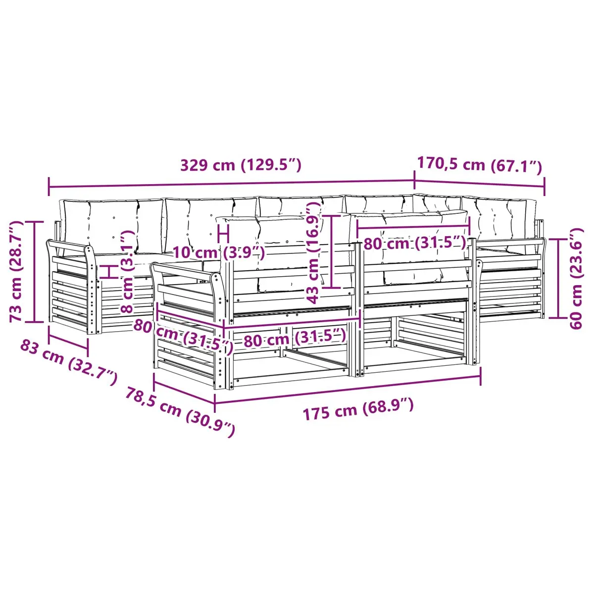 7-Piece Modular Outdoor Sofa Set