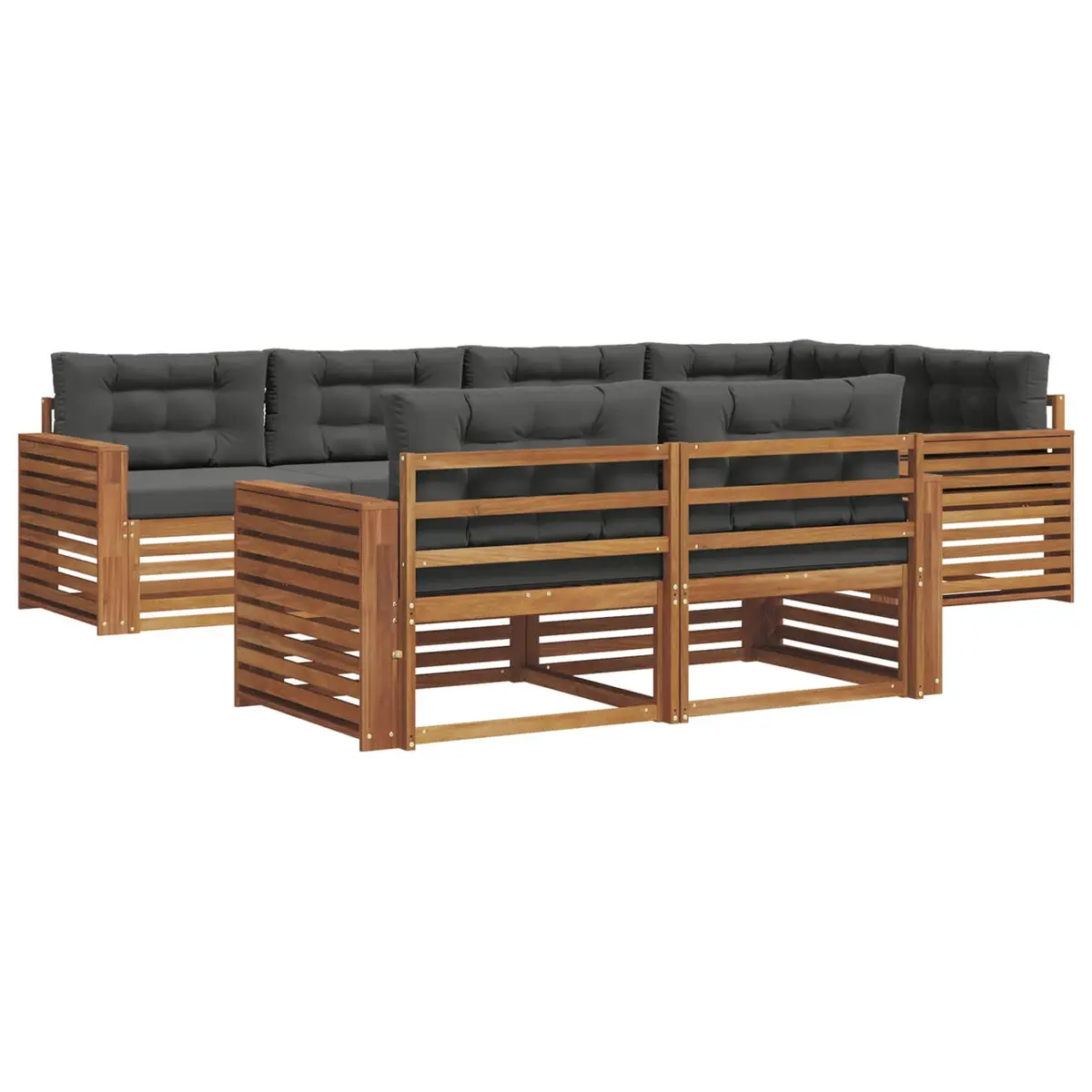 Outdoor Sofa Set 7 Pieces Garden Furniture Patio Lounge Modular Natural Brown