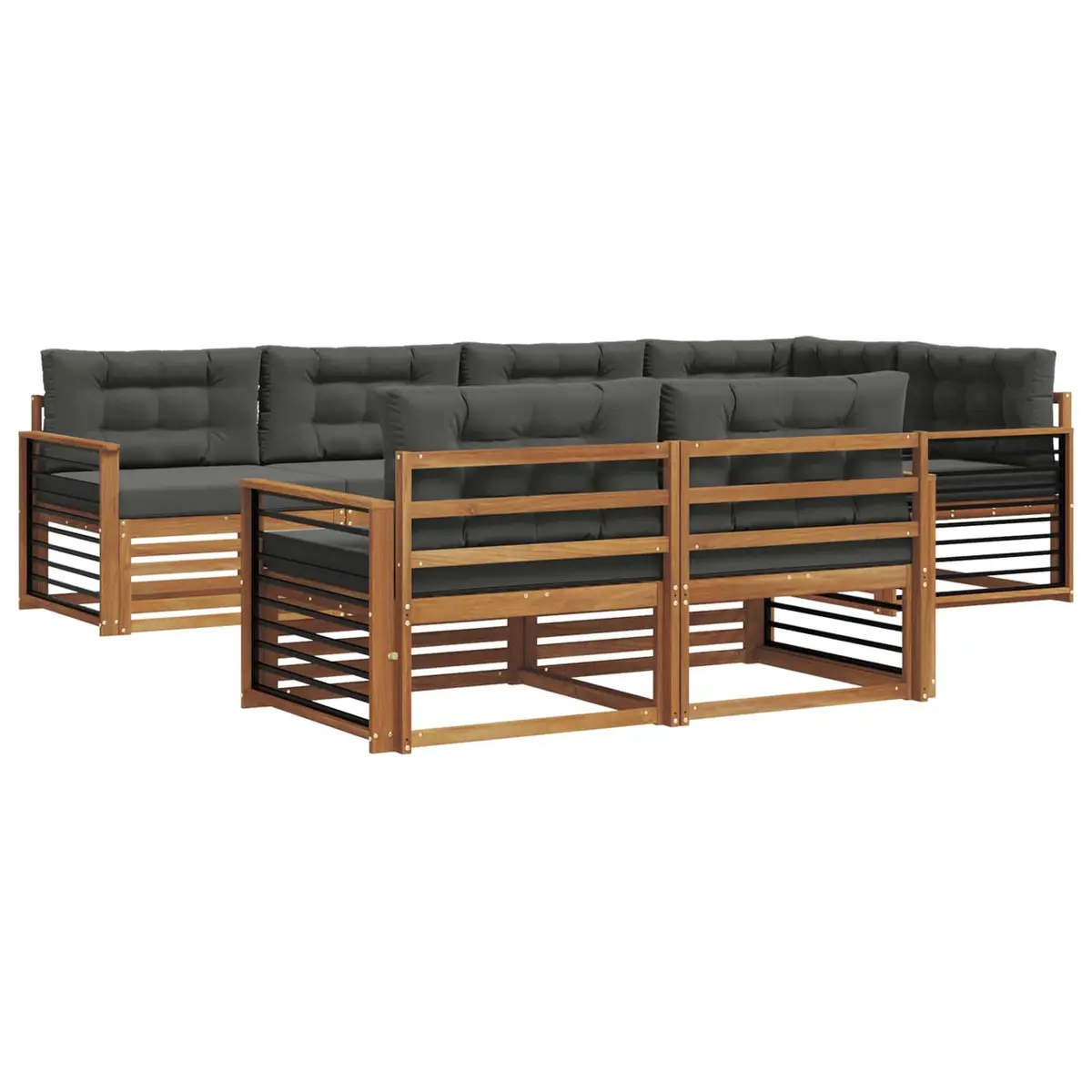 Outdoor Sofa Set 7 Pieces Garden Furniture Lounge Seating with Cushions