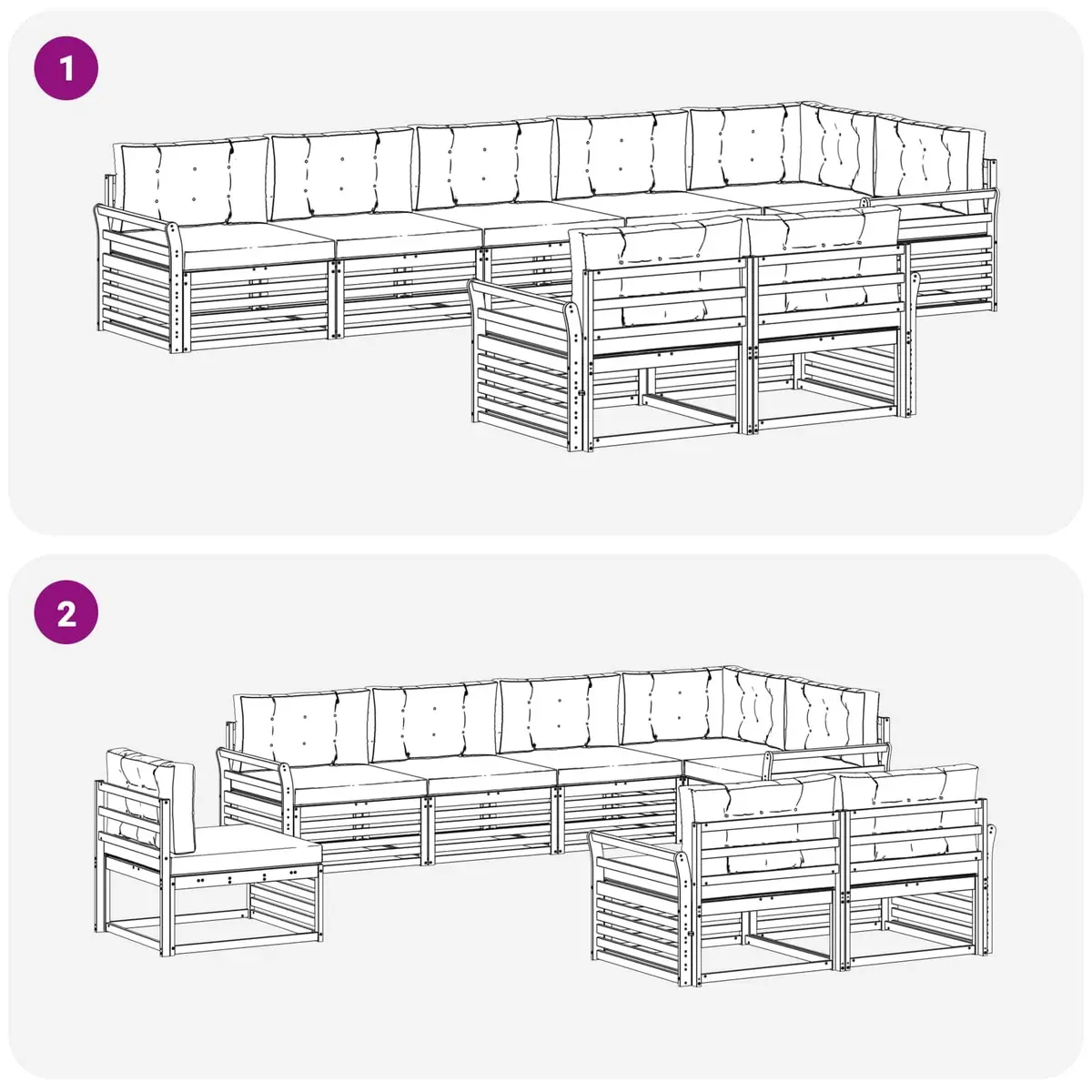 Outdoor Sofa Set 8 pcs Modular Garden Furniture with Cushions Brown Anthracite