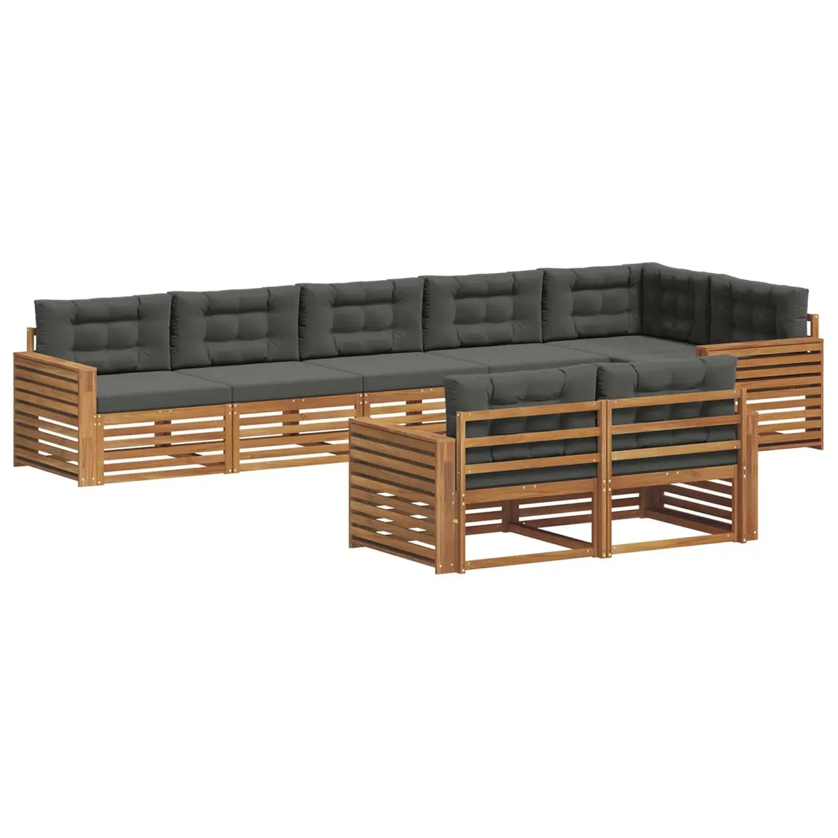 Modular Outdoor Sofa Set with Cushions 8 Pieces Brown Acacia