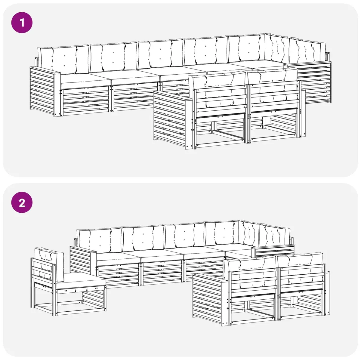 Modular Outdoor Sofa Set with Cushions 8 Pieces Brown Acacia
