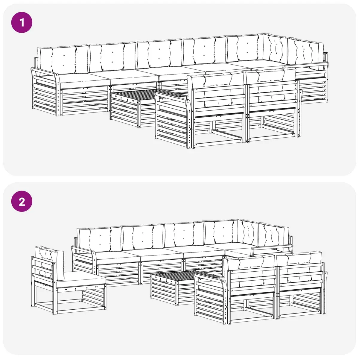 Outdoor Sofa Set 9 Pieces Modular Garden Furniture with Cushions Brown