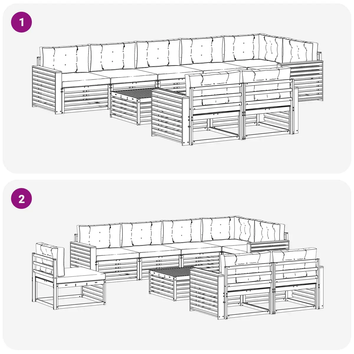 Outdoor Sofa Set 9 Pieces Garden Furniture Lounge Seating with Cushions