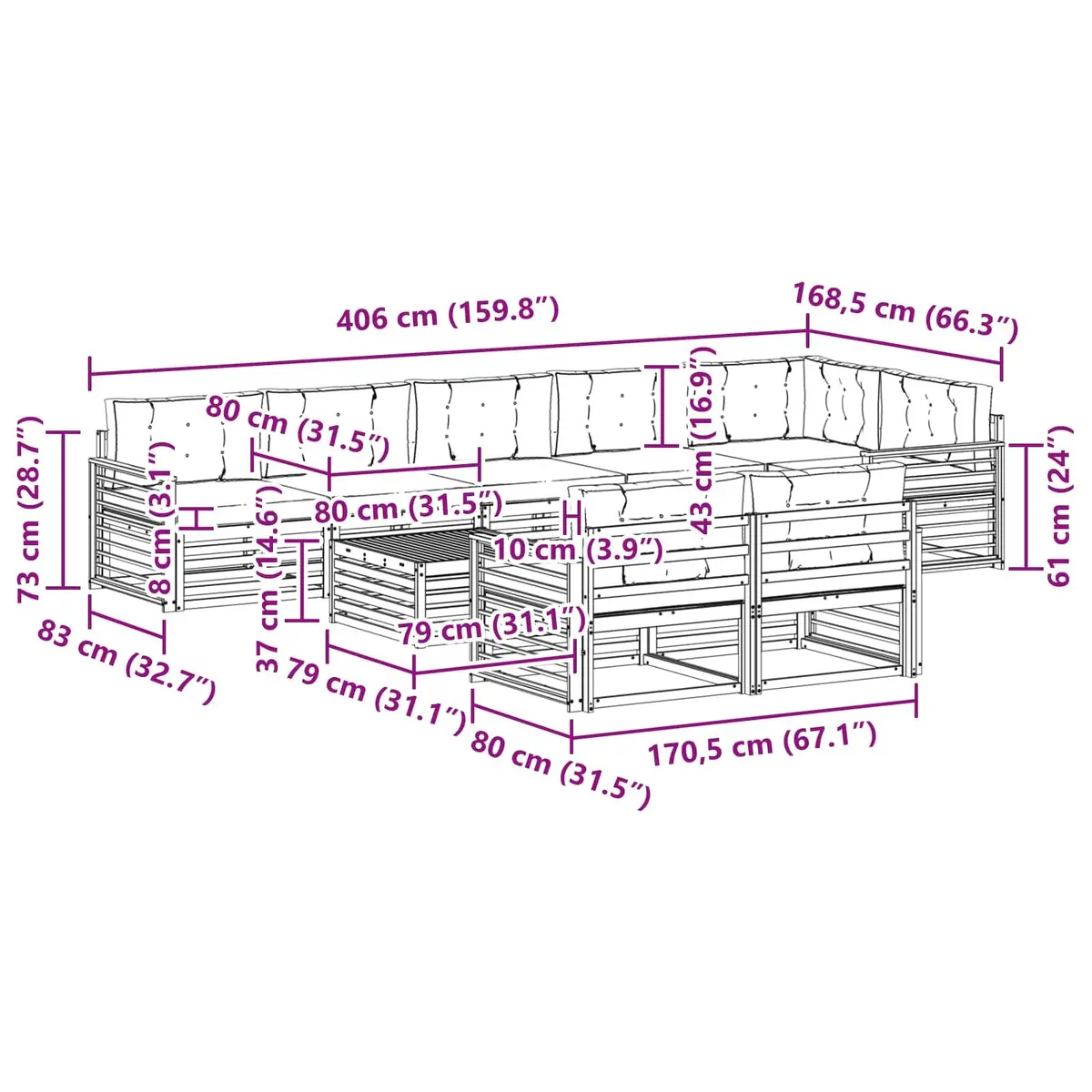 9-Piece Outdoor Sofa Set