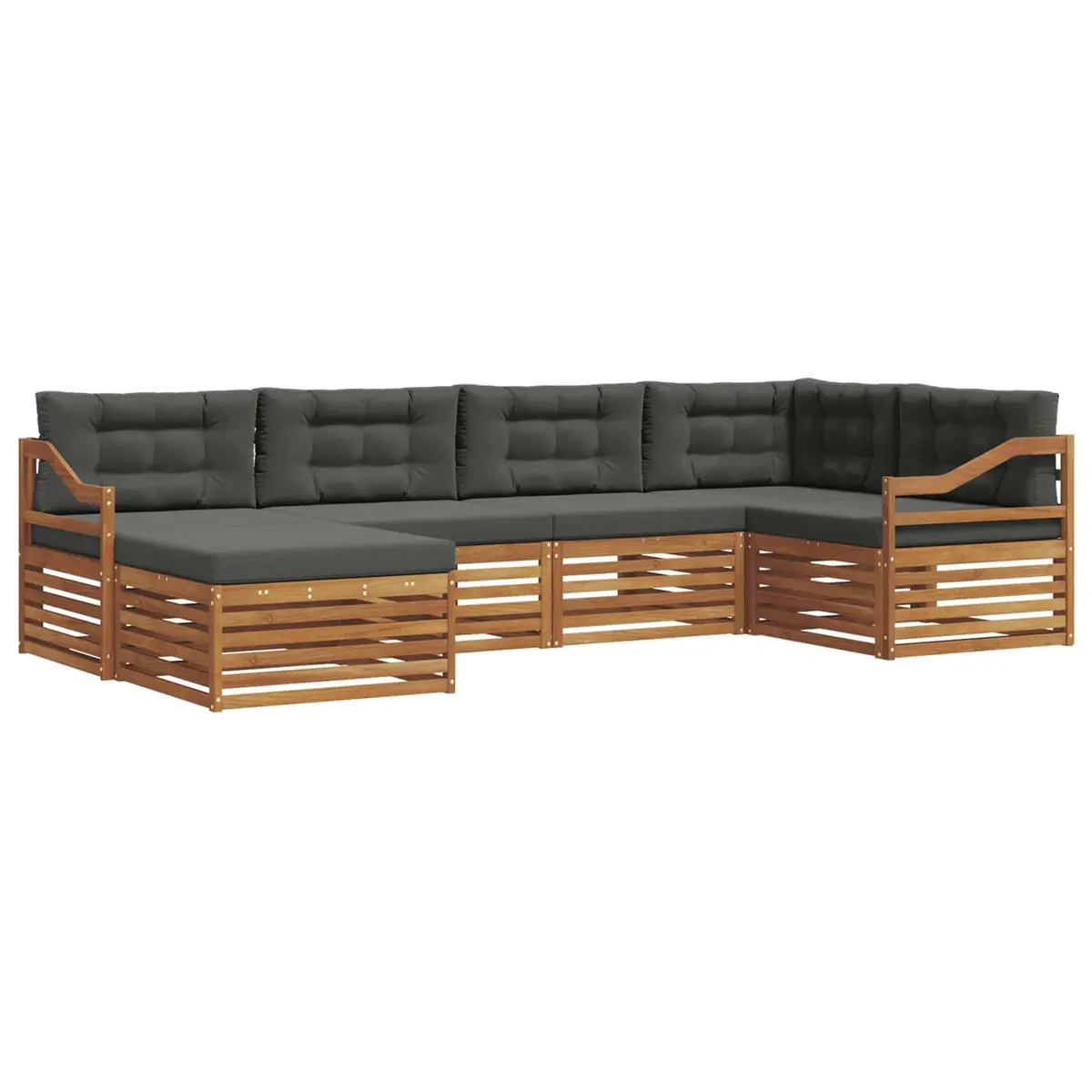 Outdoor Sofa Set 6 Piece Garden Furniture Natural Anthracite with Cushions