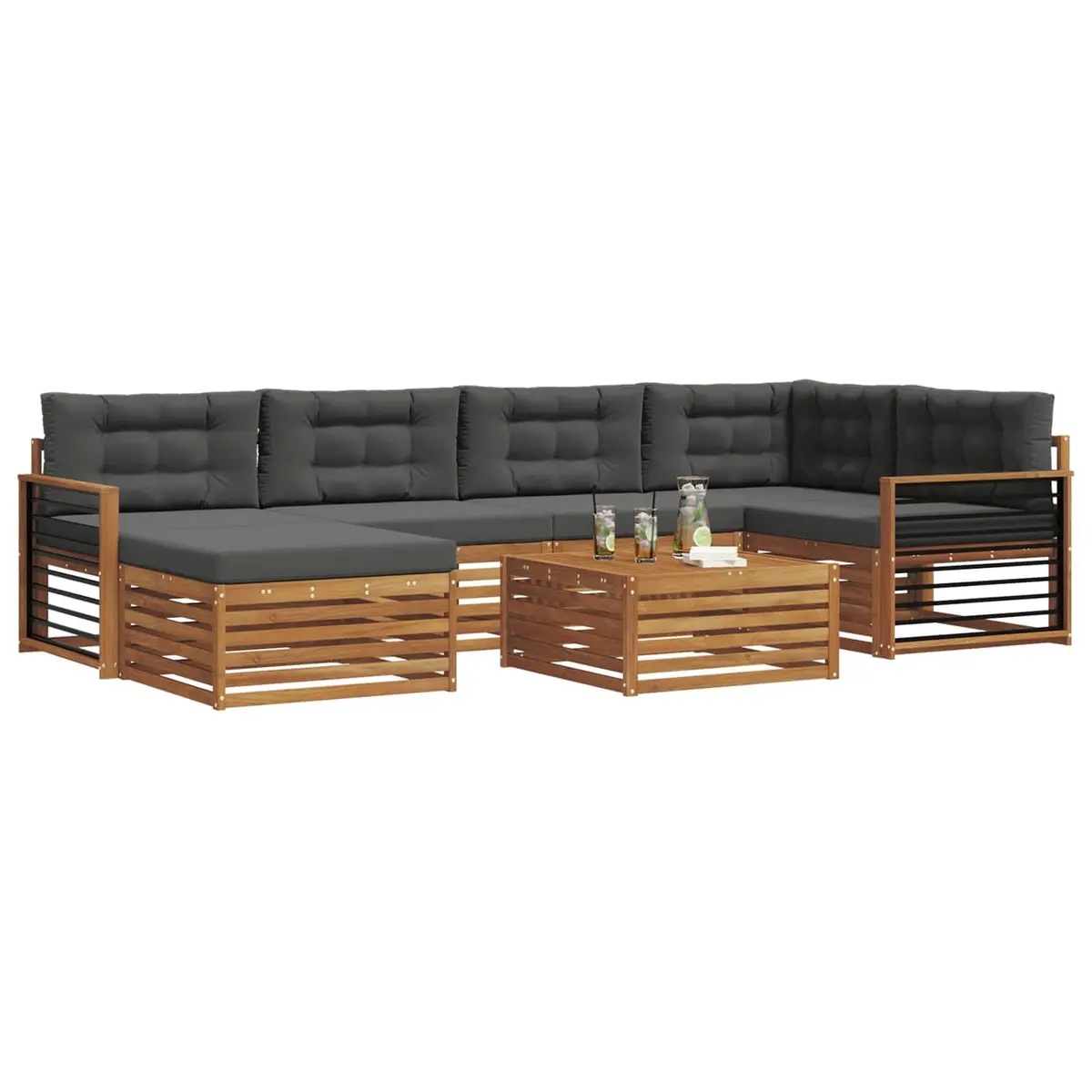 Outdoor Sofa Set 7 Pcs Garden Furniture Lounger with Cushion Acacia Wood