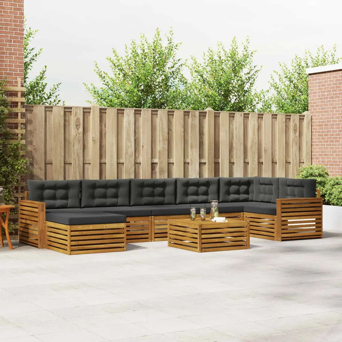 Outdoor Sectional Sofa Set 8 Piece Modular Garden Patio Furniture with Cushions