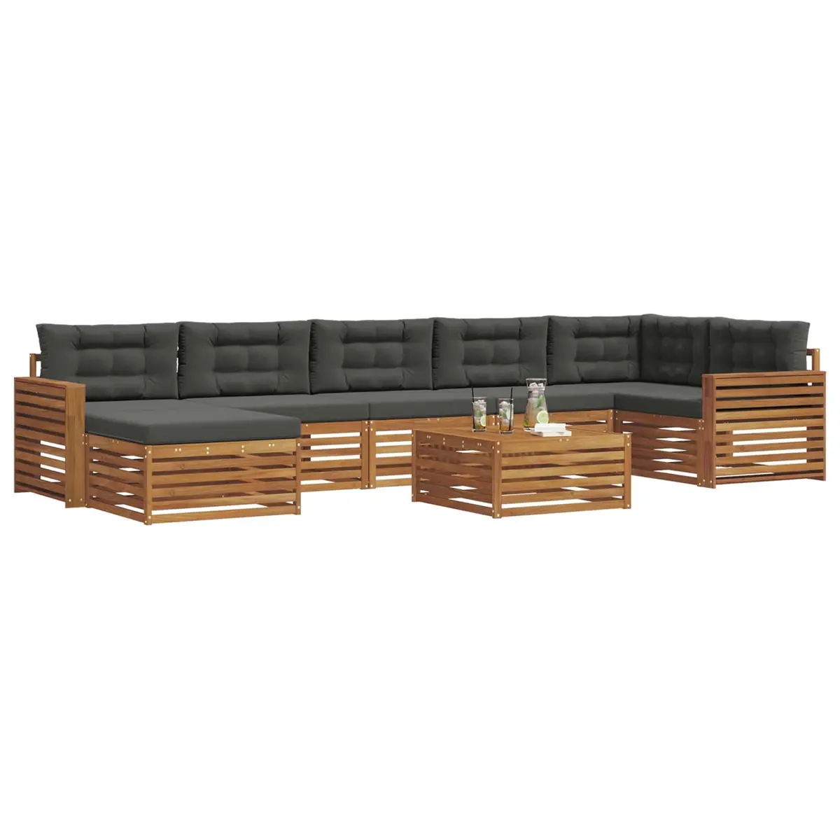 Outdoor Sectional Sofa Set 8 Piece Modular Garden Patio Furniture with Cushions