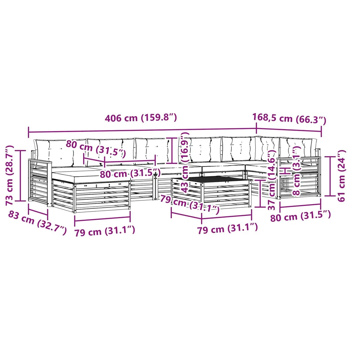 8-Piece Outdoor Sofa Set