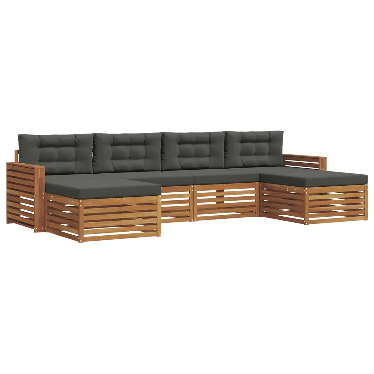 Outdoor Sectional Sofa Set 6 Pieces Modular Garden Patio Seating Acacia Wood