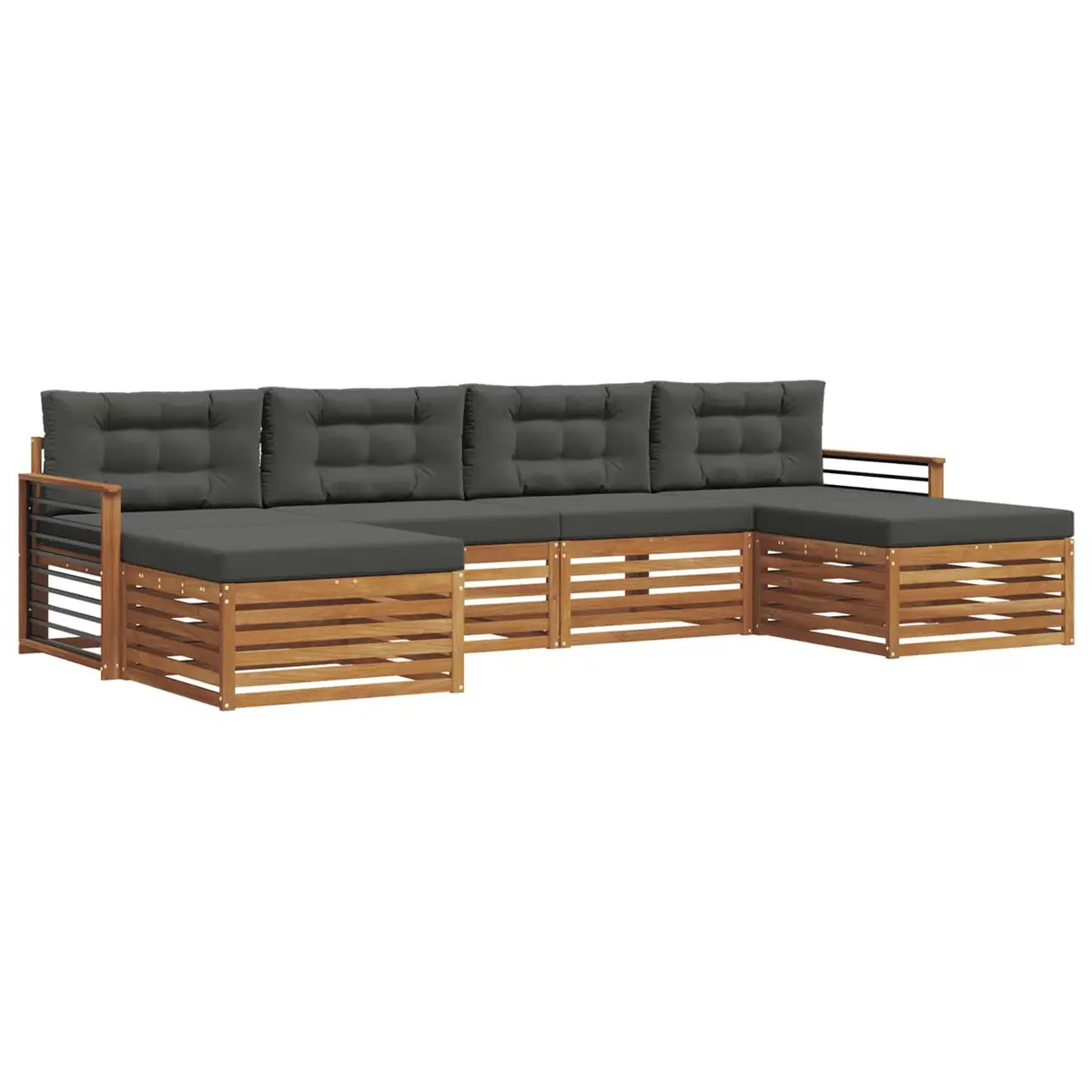 Outdoor Sectional Sofa Set 6 Pieces Modular Garden Patio Furniture Natural