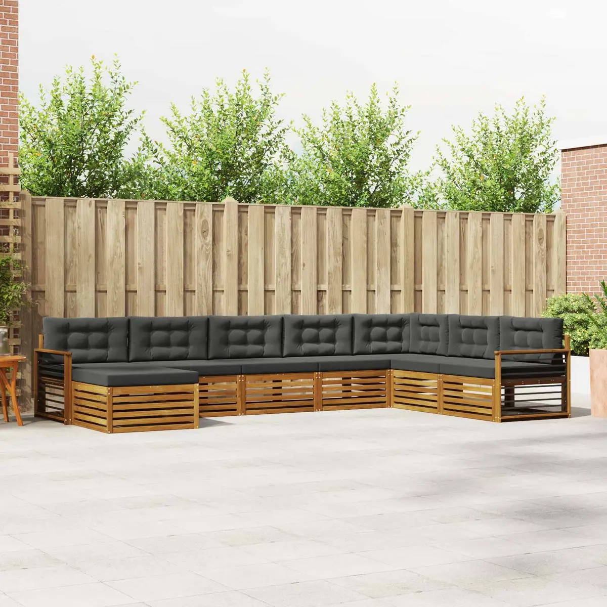 Outdoor Sofa Set 8 Pieces Garden Furniture Acacia Wood Natural Anthracite