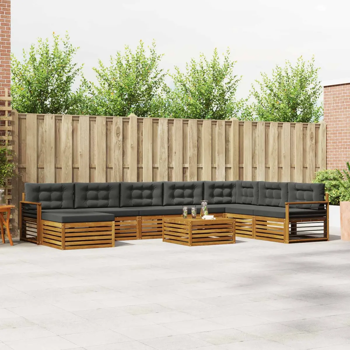 Outdoor Sofa Set 9 Pieces Garden Patio Furniture Natural Anthracite Acacia Wood