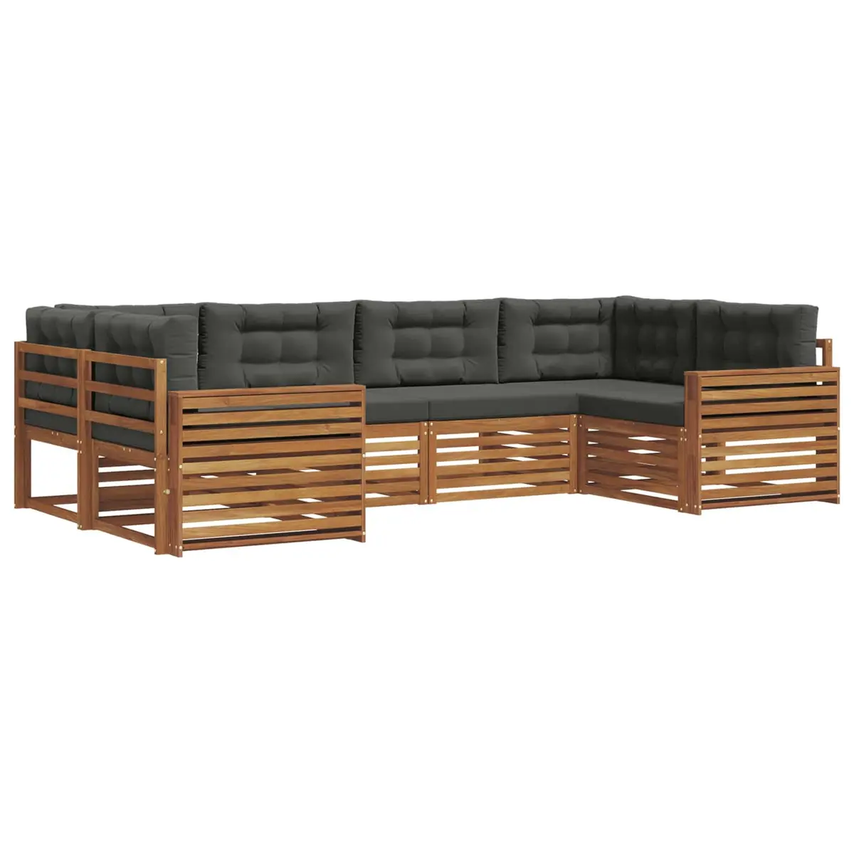 Outdoor Sofa Set 6 Piece Garden Furniture Natural Anthracite Acacia Wood Patio