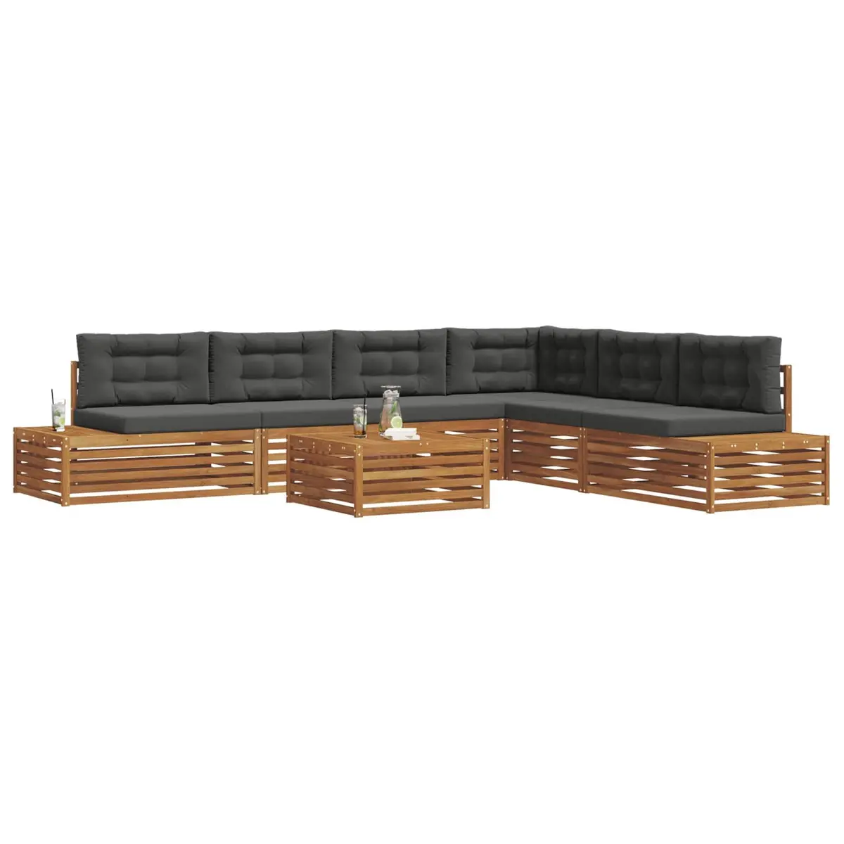 Outdoor Sofa Set Solid Acacia Wood 8 Piece Garden Lounge Patio Sectional Seating