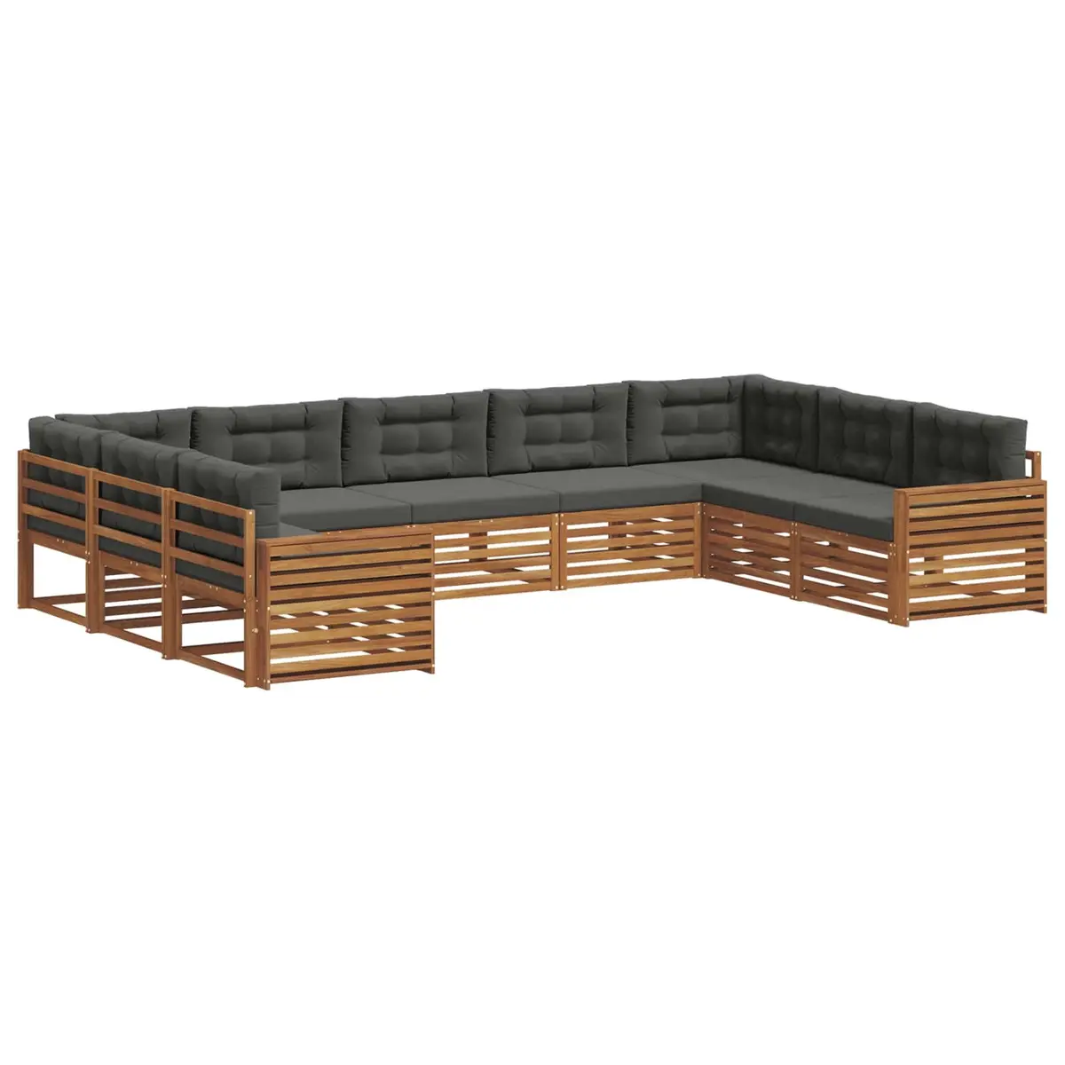 Outdoor Sofa Set 9 pcs Garden Furniture Natural Anthracite Solid Wood Modular