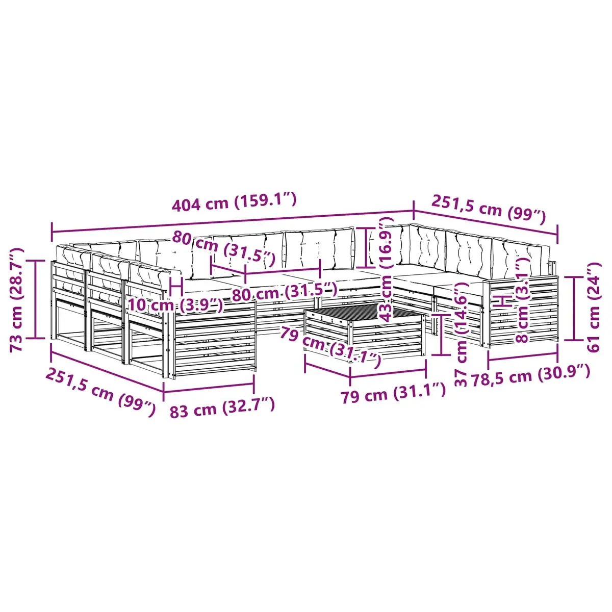 10-Piece Outdoor Sofa Set