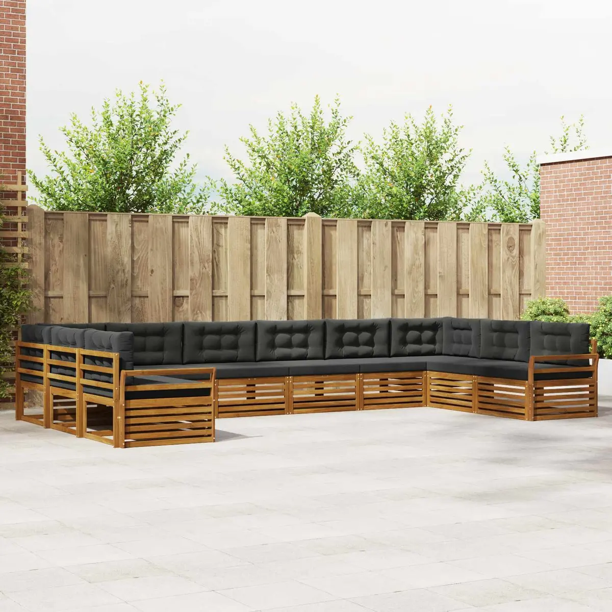 Outdoor Sofa Sets 7 Piece Natural Anthracite Acacia Wood Garden Furniture