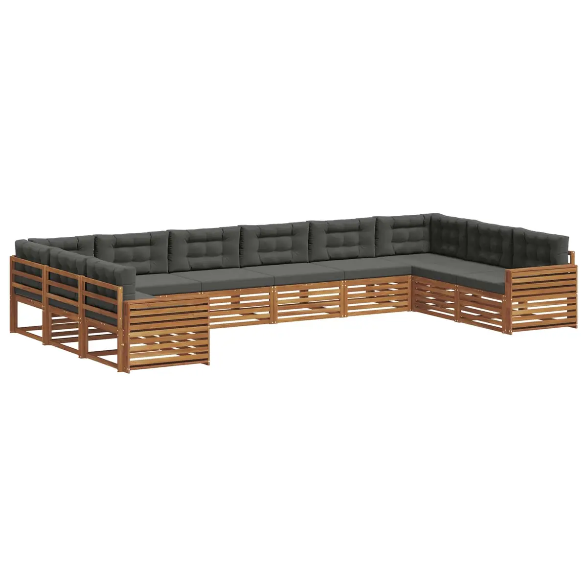 Outdoor Sofa Set 6 pcs Natural Anthracite Solid Acacia Wood Garden Furniture