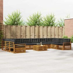 Outdoor Sofa Sets 11 pcs Garden Furniture Solid Acacia Wood Natural Anthracite