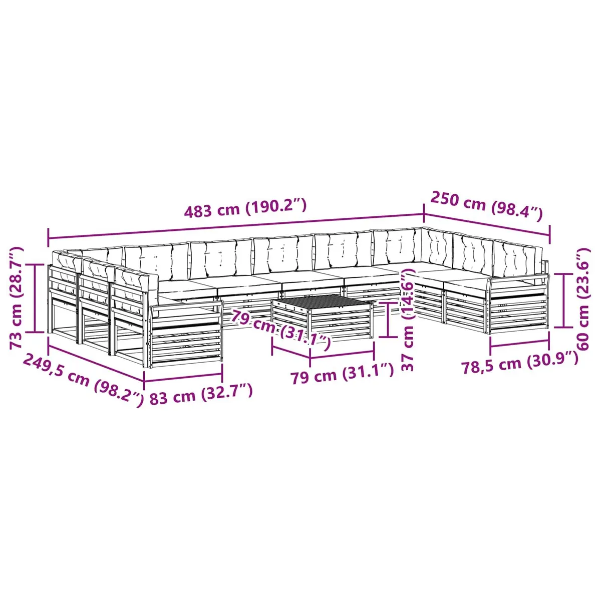 11 pcs Outdoor Sofa Set