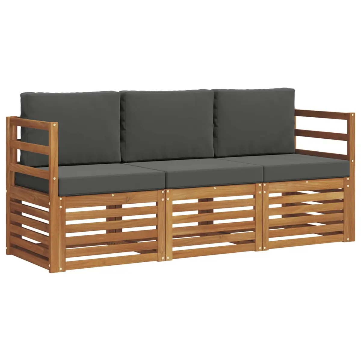 Outdoor Sectional Sofa Set 3 pcs Garden Patio Furniture Solid Acacia Wood