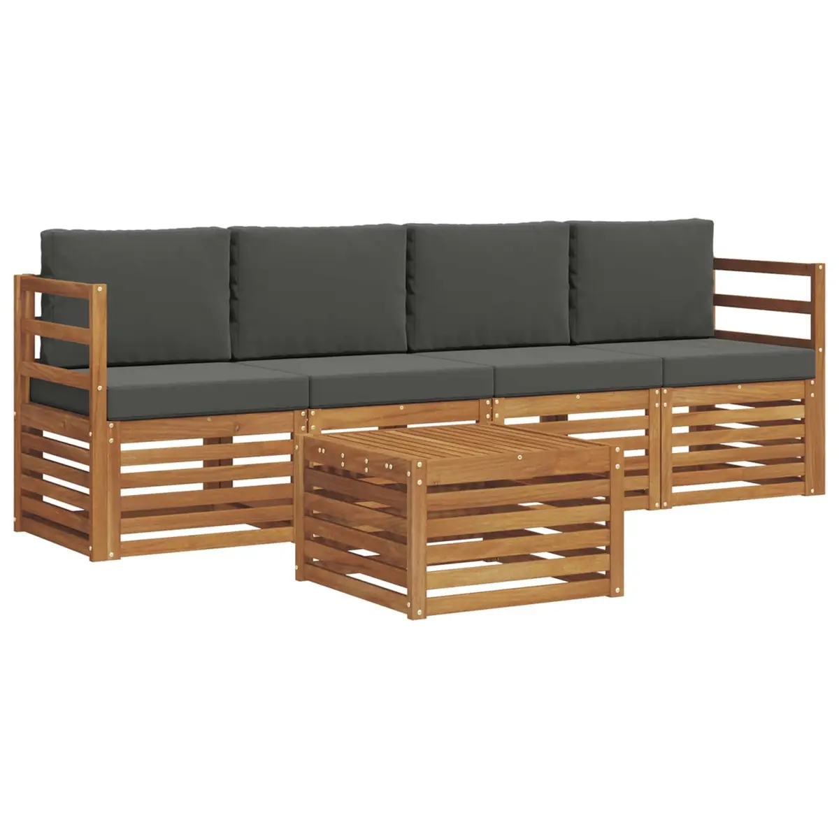 Outdoor Sofa Set 5 Piece Garden Furniture Natural Anthracite Wood Patio