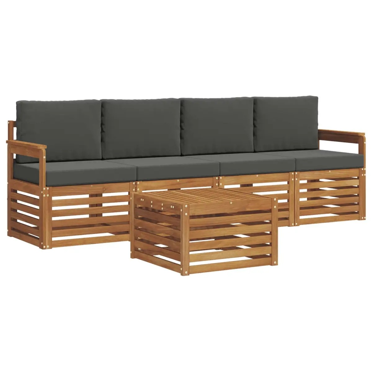 Outdoor Sofa Set 5 Piece Garden Furniture Natural Anthracite Wood Patio Lounge