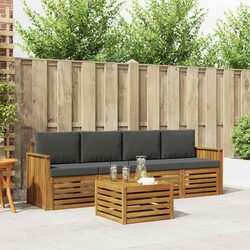 Outdoor Sofa Set 5 pcs Natural Anthracite Solid Acacia Wood Garden Furniture