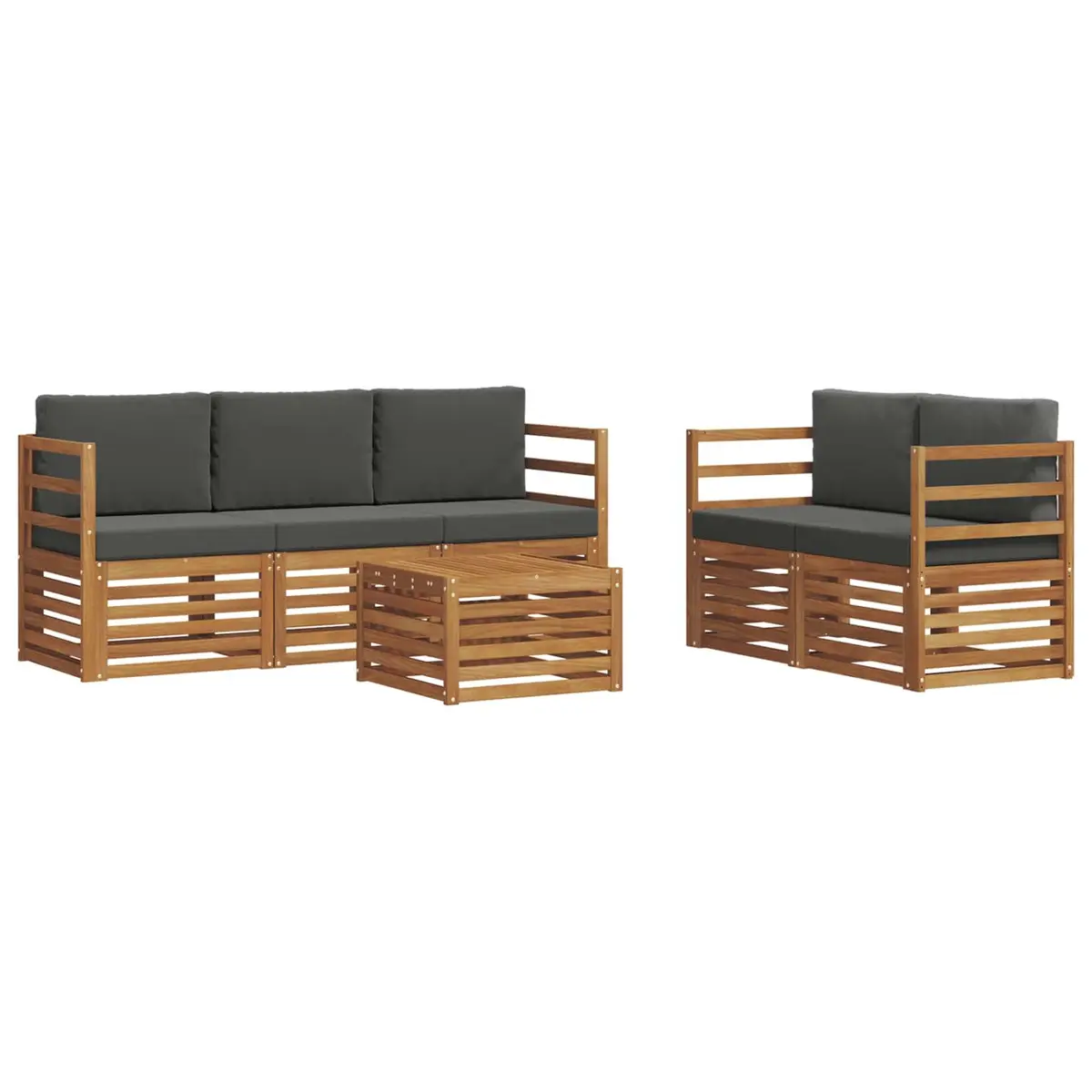 Outdoor Sofa Sets 6 Pcs Garden Furniture Natural Anthracite Acacia Wood Modular