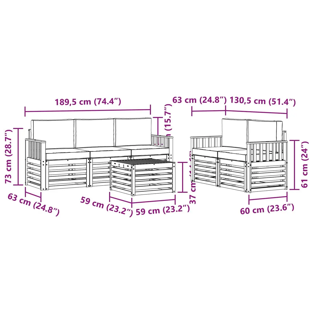 6 Piece Acacia Wood Outdoor Set