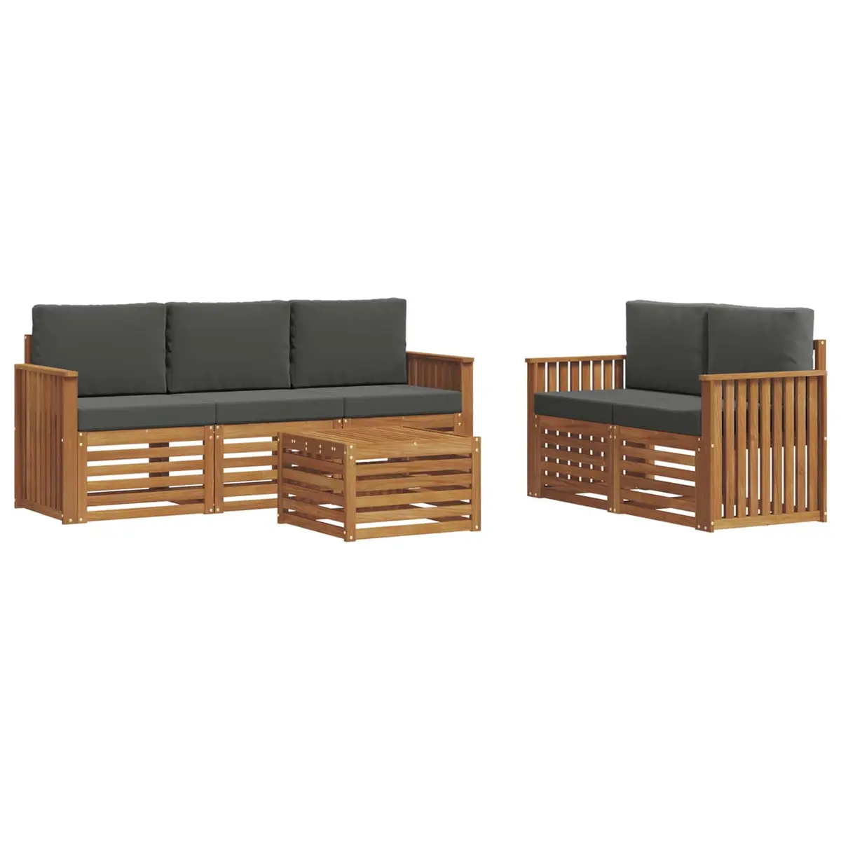 Outdoor Sofa Sets 6 Pieces Garden Furniture Natural Anthracite Acacia Wood Patio