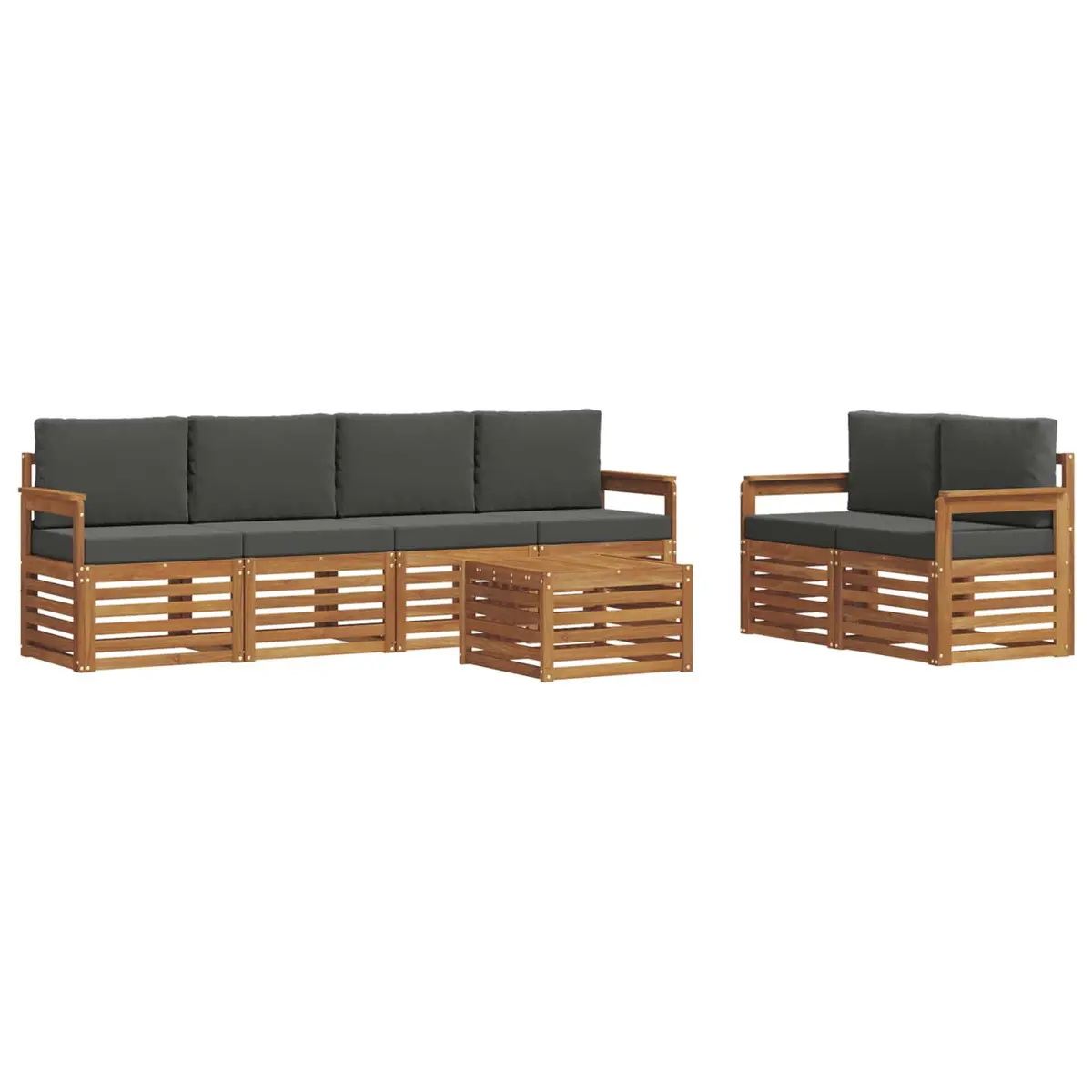 Outdoor Sofa Set 7 Pieces Natural Anthracite Solid Wood Garden Furniture