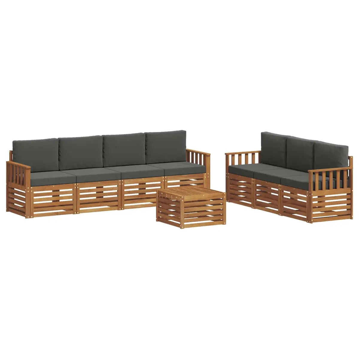 Outdoor Sofa Sets 8 Piece Garden Furniture Natural Anthracite Wood Patio Seating