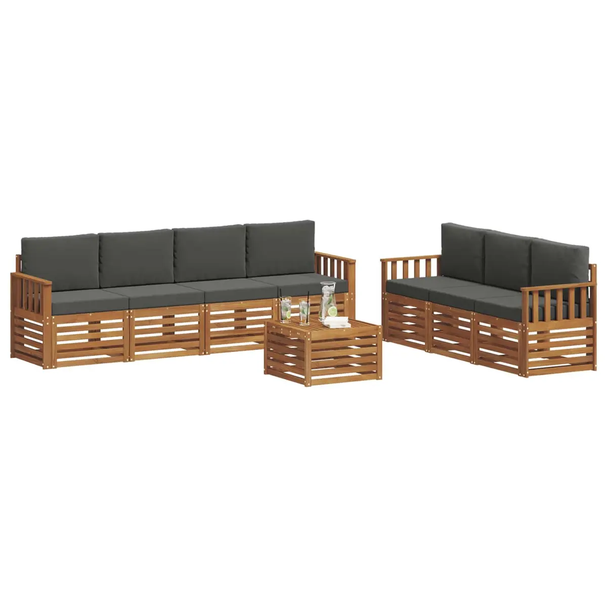 Outdoor Sofa Sets 8 Piece Garden Furniture Natural Anthracite Wood Patio Seating