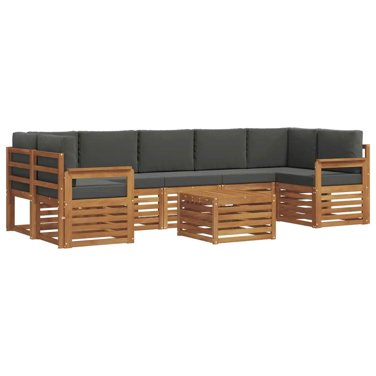 Outdoor Sofa Set 8 Piece Garden Furniture Natural Anthracite Wood Patio Lounge