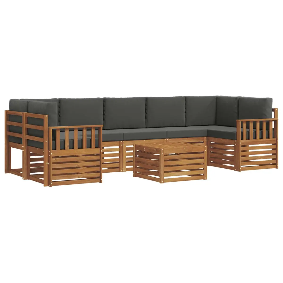 8 Piece Modular Outdoor Sofa Set Natural Anthracite Patio Lounge Furniture